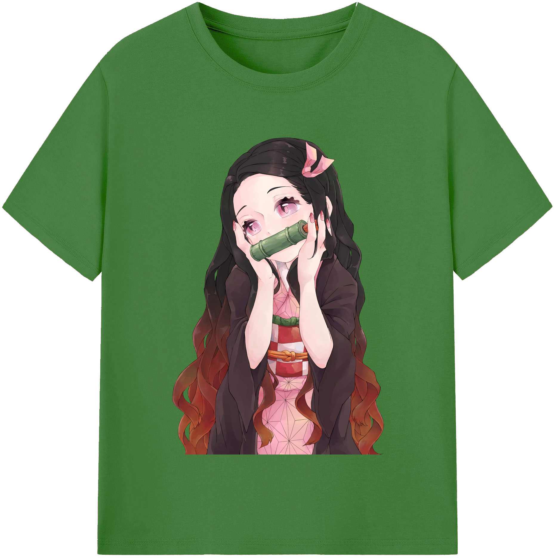 （画像用） 鬼滅の刃（きめつのやいば）竈門 禰󠄀豆子／かまど ねずこ Kamado Nezuko レディースカジュアルプリントTシャツ（綿100％）